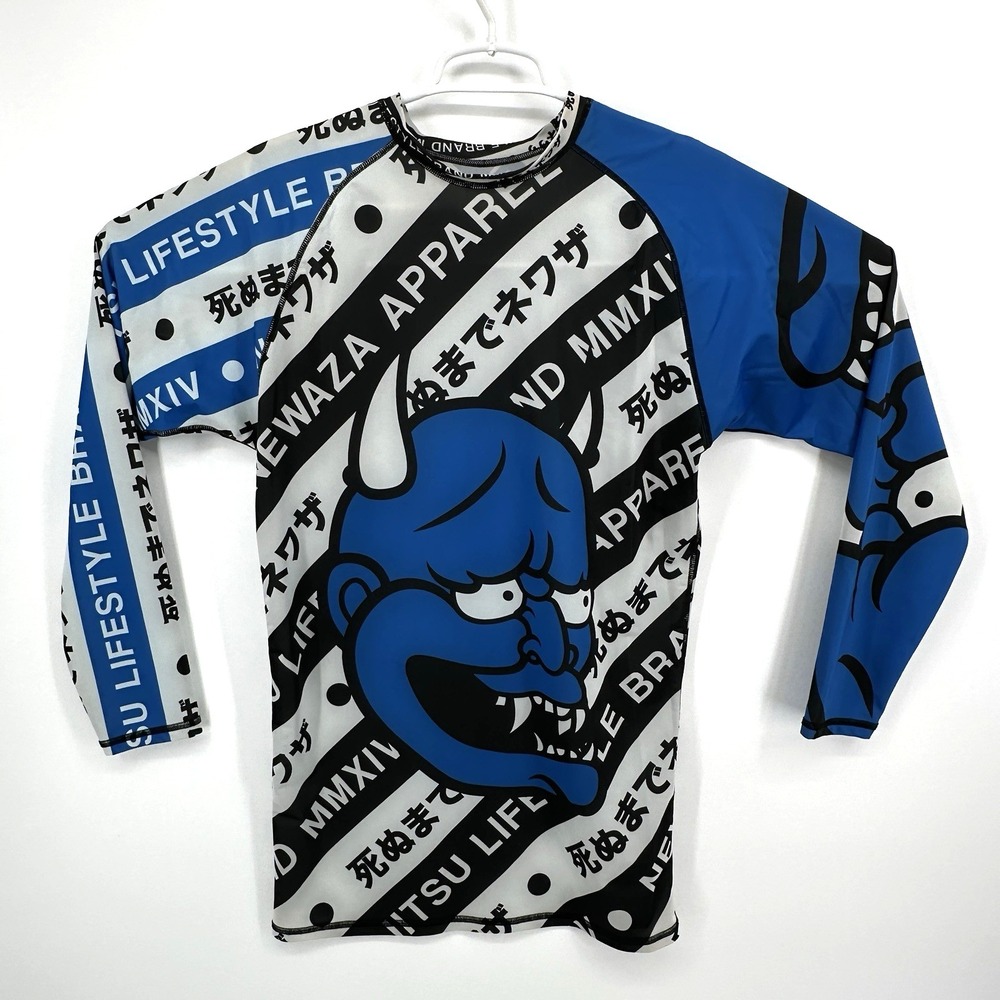 Newaza Apparel Rash Guard Shirt Mens 2XL Jiu Jitsu BJJ Long Sleeve Blue MMA